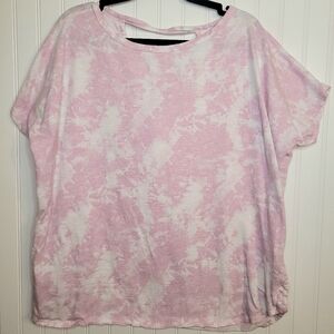 Earth Yoga Light Pink Tie-Dye Short Sleeve Top With Strapo Back Sz 1X